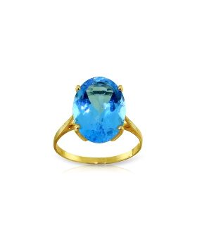 8 Carat 14K Gold Ring Natural Oval Blue Topaz