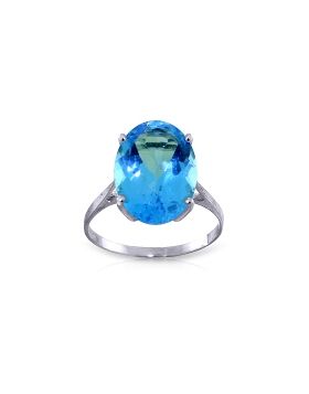 8 Carat 14K White Gold Ring Natural Oval Blue Topaz