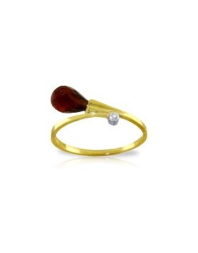 1.51 Carat 14K Gold Ring Diamond Briolette Garnet