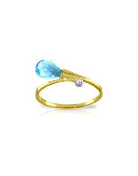 1.51 Carat 14K Gold Ring Diamond Briolette Blue Topaz