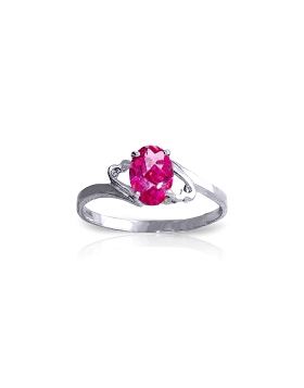 1 Carat 14K White Gold Ring Natural Pink Topaz