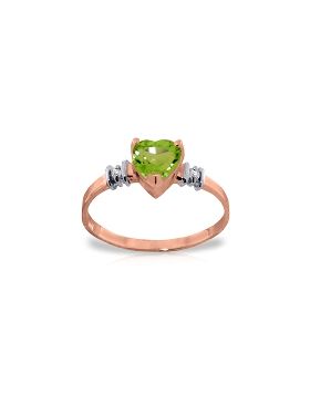 14K Rose Gold Ring w/ Natural Peridot & Diamonds