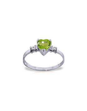 14K White Gold Ring w/ Natural Peridot & Diamonds