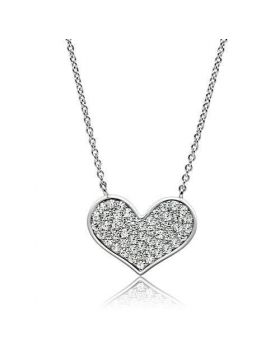 3W076-16 - Brass Rhodium Necklace AAA Grade CZ Clear