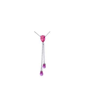 3.75 Carat 14K White Gold Necklace Pink Topaz