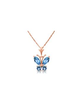 0.6 Carat 14K Rose Gold Butterfly Necklace Blue Topaz