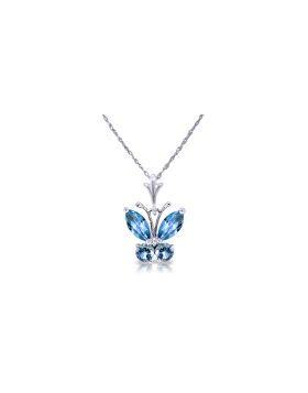 0.6 Carat 14K White Gold Butterfly Necklace Blue Topaz