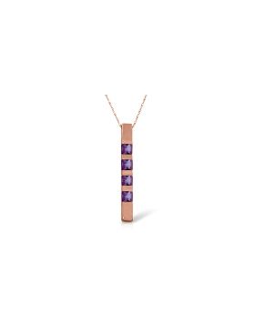 14K Rose Gold Necklace Bar w/ Natural Purple Amethysts