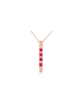 14K Rose Gold Necklace Bar w/ Natural Rubies