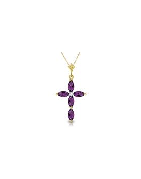 1.23 Carat 14K Gold Necklace Natural Diamond Purple Amethyst