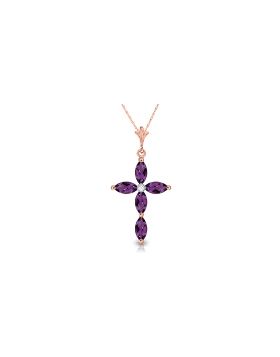 1.23 Carat 14K Rose Gold Necklace Natural Diamond Purple Amethyst