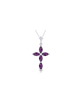 1.23 Carat 14K White Gold Necklace Natural Diamond Purple Amethyst