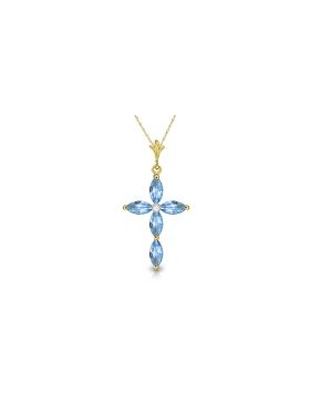 1.1 Carat 14K Gold Necklace Natural Diamond Blue Topaz