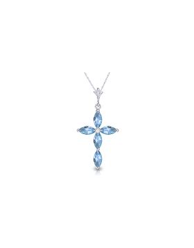 1.1 Carat 14K White Gold Necklace Natural Diamond Blue Topaz