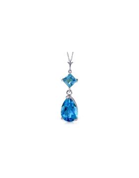 2 Carat 14K White Gold Zenlike Blue Topaz Necklace