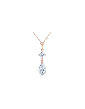 2 Carat 14K Rose Gold Sparkly Dew Aquamarine Necklace