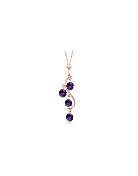14K Rose Gold Natural Purple Amethyst Necklace Genuine