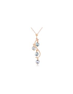 14K Rose Gold Aquamarines Necklace Gemstone Genuine Deluxe