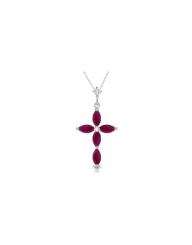 1.1 Carat 14K White Gold Necklace Natural Diamond Ruby