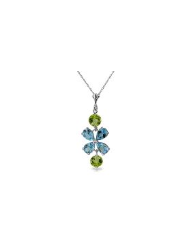 3.15 Carat 14K White Gold Something Charming Blue Topaz Peridot Necklace