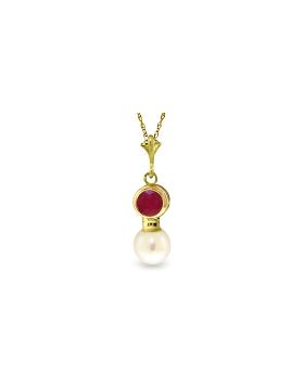 1.23 Carat 14K Gold Daphne Ruby Pearl Necklace