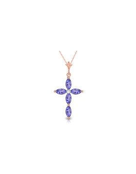 1.23 Carat 14K Rose Gold Necklace Natural Diamond Tanzanite