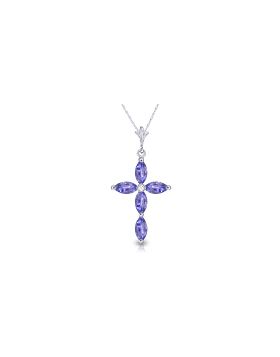 1.23 Carat 14K White Gold Necklace Natural Diamond Tanzanite