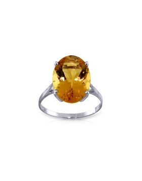 6 Carat 14K White Gold Ring Natural Oval Citrine