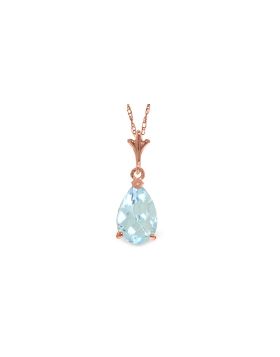 1.5 Carat 14K Rose Gold Pear Aquamarine Necklace