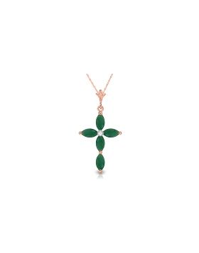 1.65 Carat 14K Rose Gold Necklace Natural Diamond Emerald