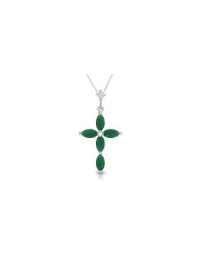 1.65 Carat 14K White Gold Necklace Natural Diamond Emerald