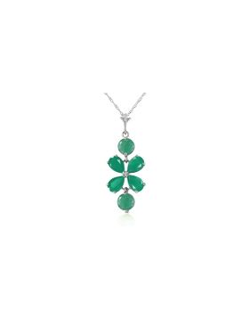 3.15 Carat 14K White Gold Delicate Leaf Emerald Necklace
