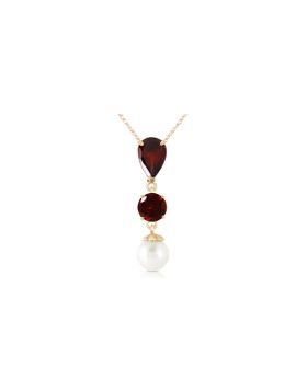 5.25 Carat 14K Gold Necklace Garnet Pearl