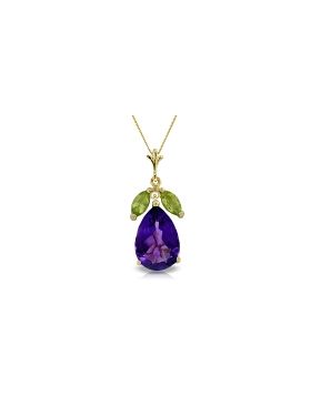 6.5 Carat 14K Gold Ballerina Amethyst Peridot Necklace