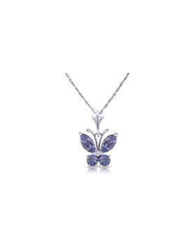 0.6 Carat 14K White Gold Butterfly Necklace Tanzanite