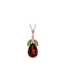 14K Rose Gold Necklace w/ Garnet & Peridots