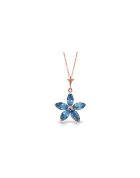 14K Rose Gold Blue Topaz Gemstone Class Necklace