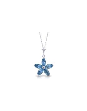 1.4 Carat 14K White Gold Happy Days Blue Topaz Necklace