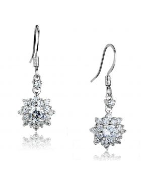 Earrings,Brass,Rhodium,AAA Grade CZ,Clear