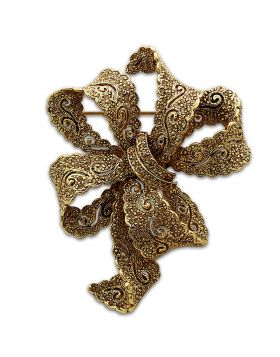 Brooches,White Metal,Gold,Top Grade Crystal,Citrine Yellow