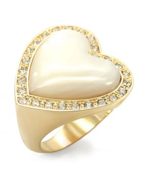 Ring Brass Gold Synthetic White Synthetic Glass