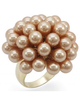 Ring Brass Gold Synthetic Champagne Pearl