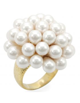 Ring Brass Gold Synthetic White