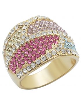 Ring Brass Gold Top Grade Crystal Multi Color