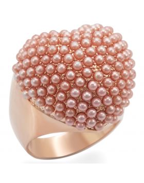 Ring Brass Rose Gold Synthetic Rose Pearl