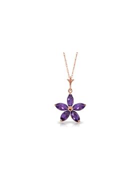 14K Rose Gold Purple Amethyst Certified Genuine Classic Necklace