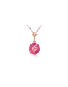1.15 Carat 14K Rose Gold Single Round Pink Topaz Necklace