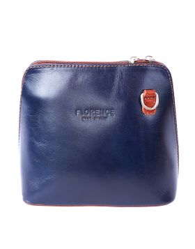 Dalida leather crossbody bag - Dark Blue/Brown