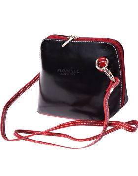 Dalida leather crossbody bag - Black/Red