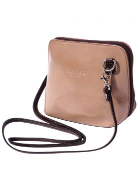 Dalida leather crossbody bag - Mauve